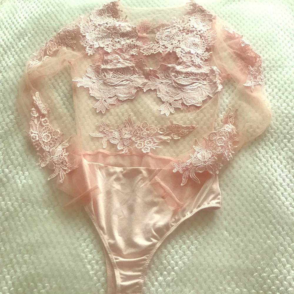 Sheer and lace bodysuit